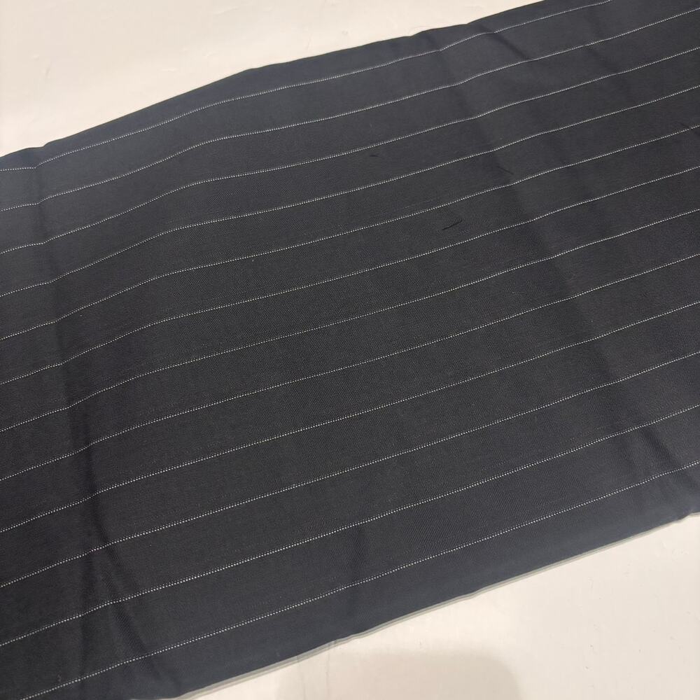 Black Pinstripe Shirting Weight Wool Fabric 2.5 Yds 60" Wide Suiting Material